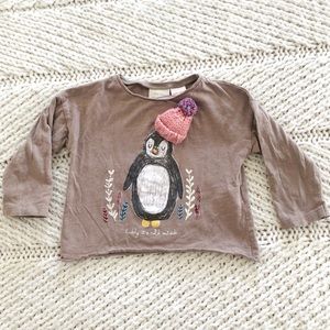 Zara Girls Penguin Shirt